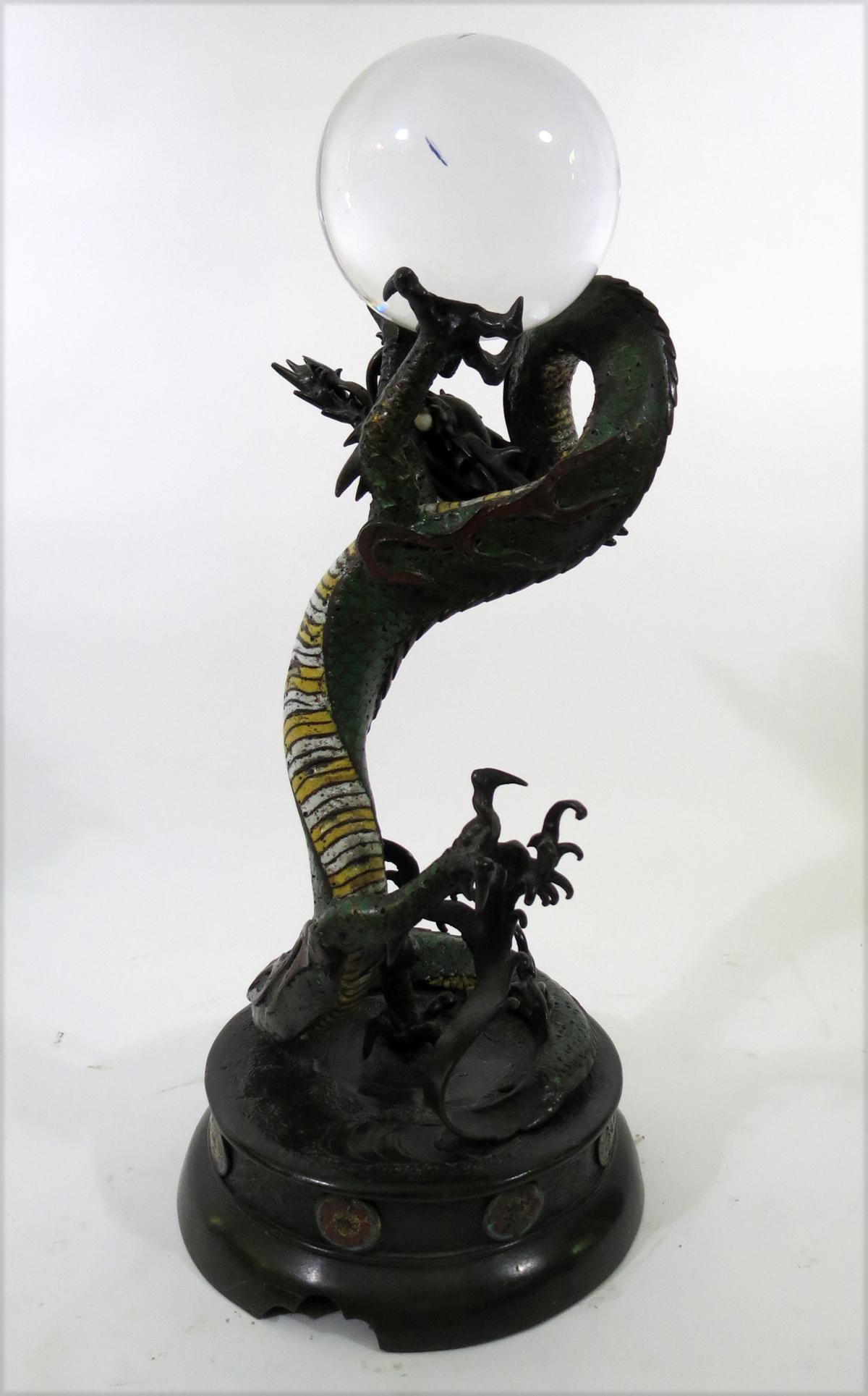 Japanese Bronze Dragon with Crystal Ball Modernism